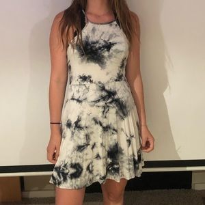 Swirly clouded halter dress